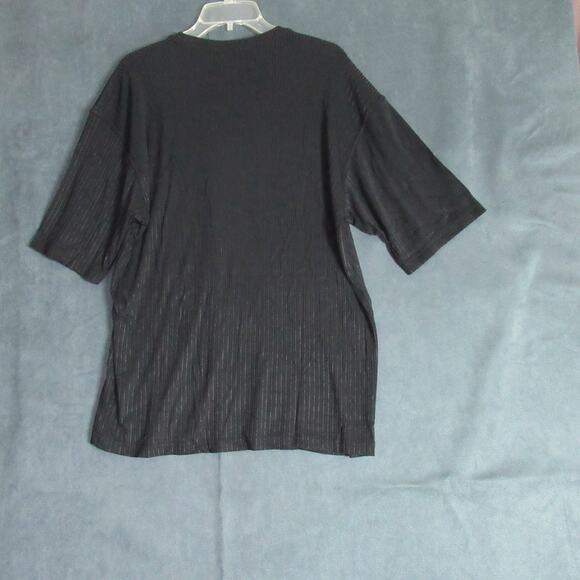 Vintage Raffi Linea Uomo Shirt Mens XL Black Ribbed Knit Short Sleeve 90s Italy - Picture 2 of 7